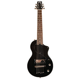 front view of a black Blackstar carry on guitar