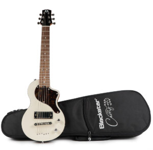 front view of a Blackstar carry on guitar with soft case