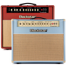 front view of Blackstar HT Club 40 MkII Black and Blue and Kentucky Special Special Edition guitar amps