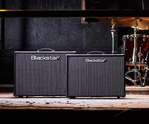 Blackstar ID:Core High Power amps on stage in front of drum set