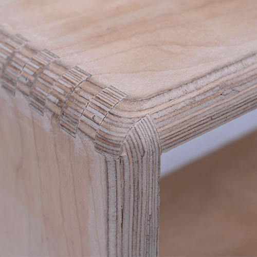 closeup view of a smoothed edge wood