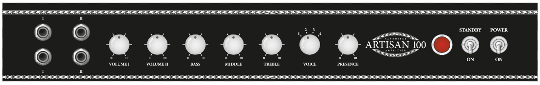 Control panel of Artisan 100 guitar amp