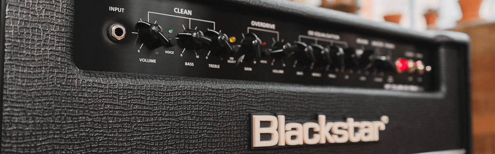 leaned closeup view of a Blackstar guitar amp