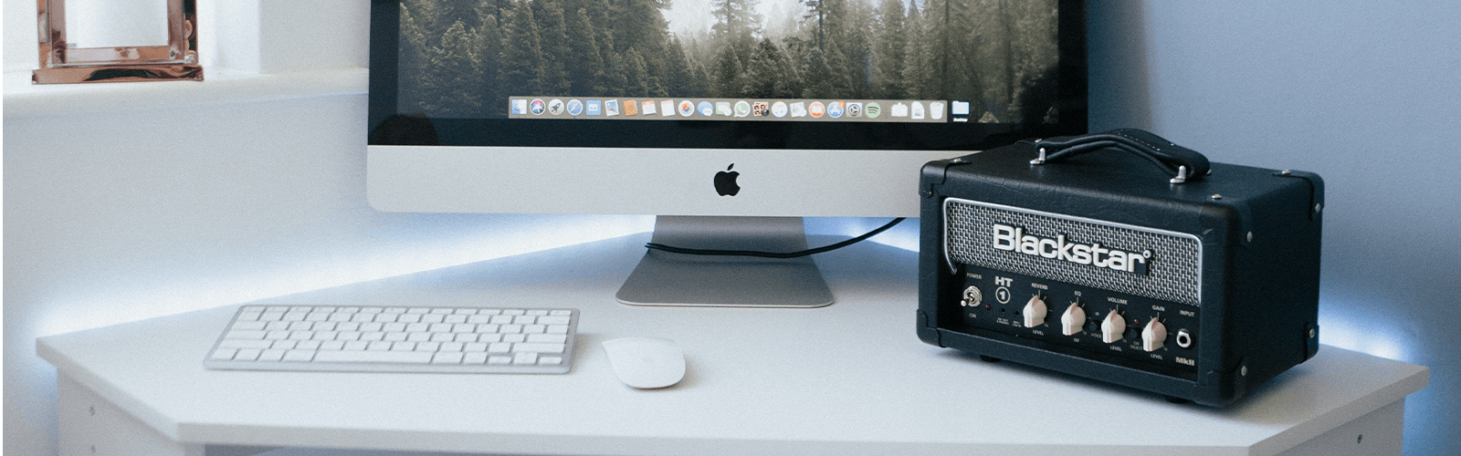 Blackstar Ht-1RH on a desk with an Apple iMac