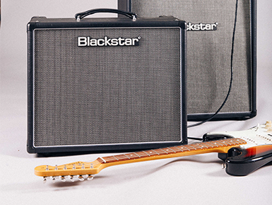 2 Blackstar amps with a guitar in front