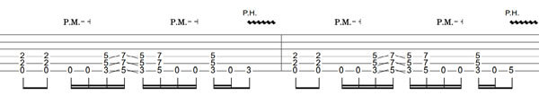 heavy riffs and pinched harmonics