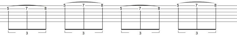 series of ascending hammer on triplets across the B and E strings
